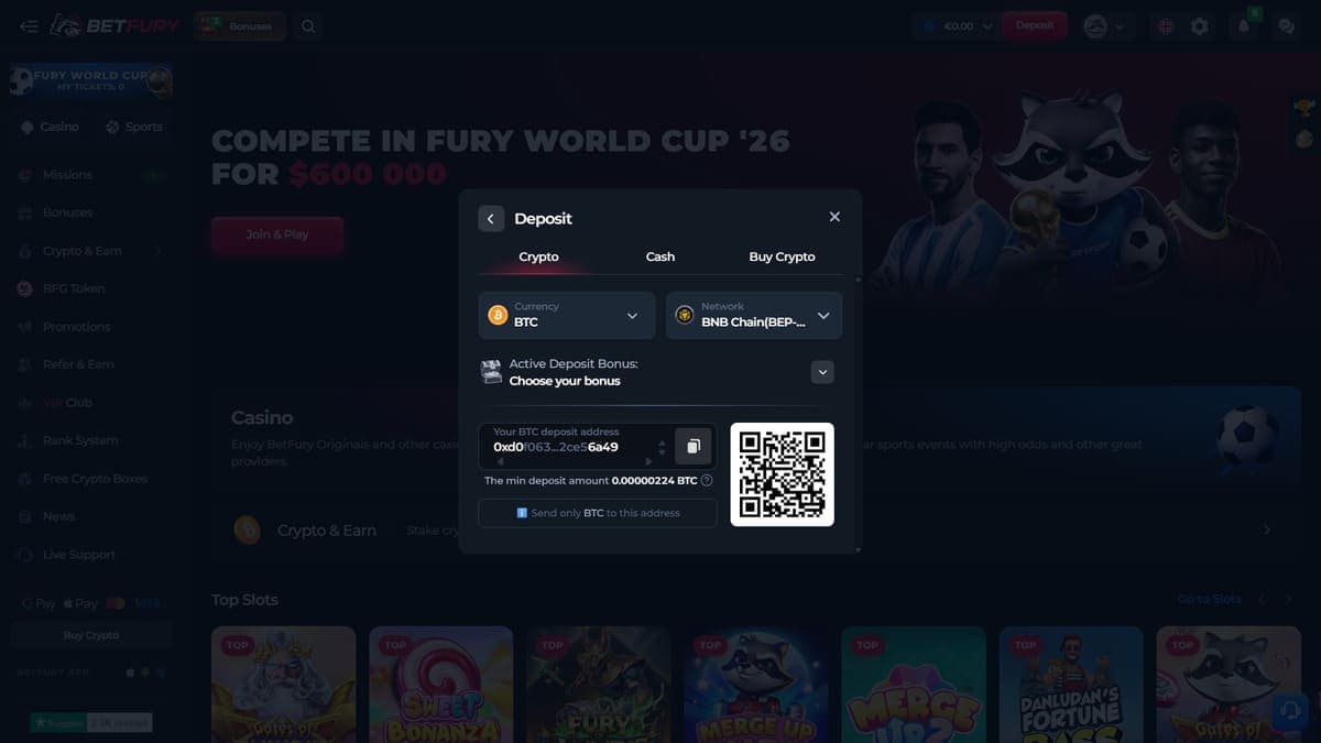Deposit methods Betfury