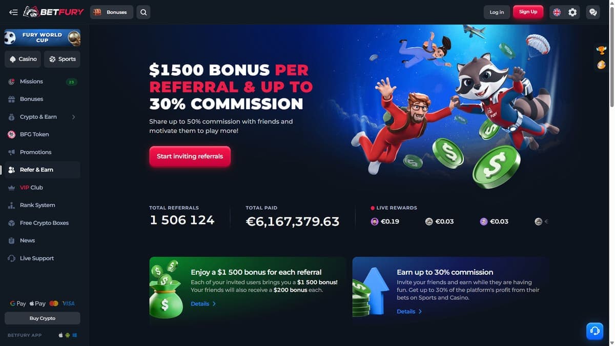 Referral bonus Betfury