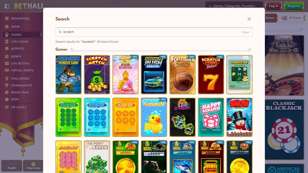 Mini games BetHall Casino