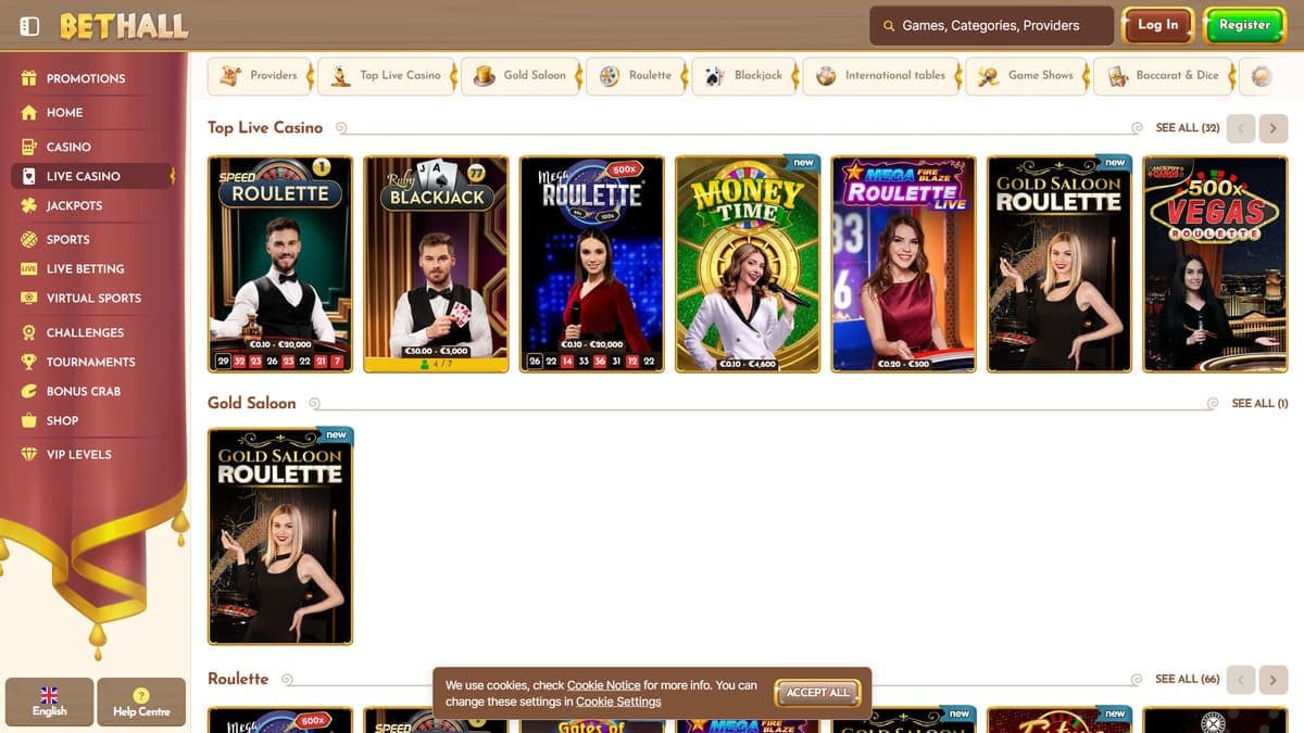 Live casino BetHall Casino