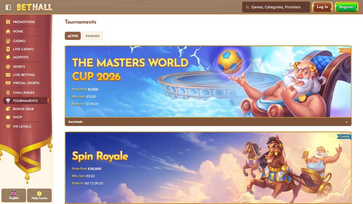 Tournaments BetHall Casino