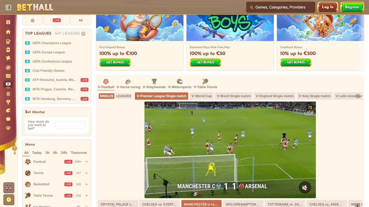 Virtual sports BetHall Casino