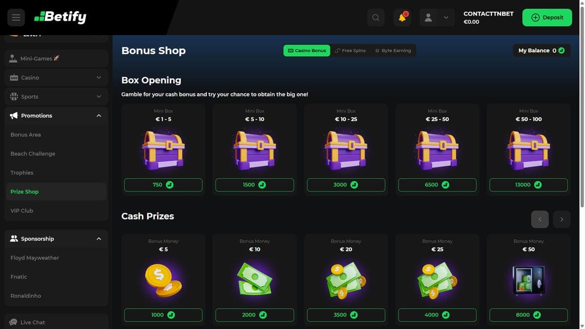 Shop Betify Casino