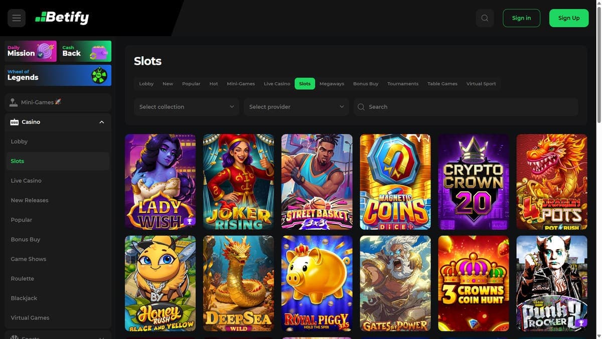 Slot machines Betify Casino
