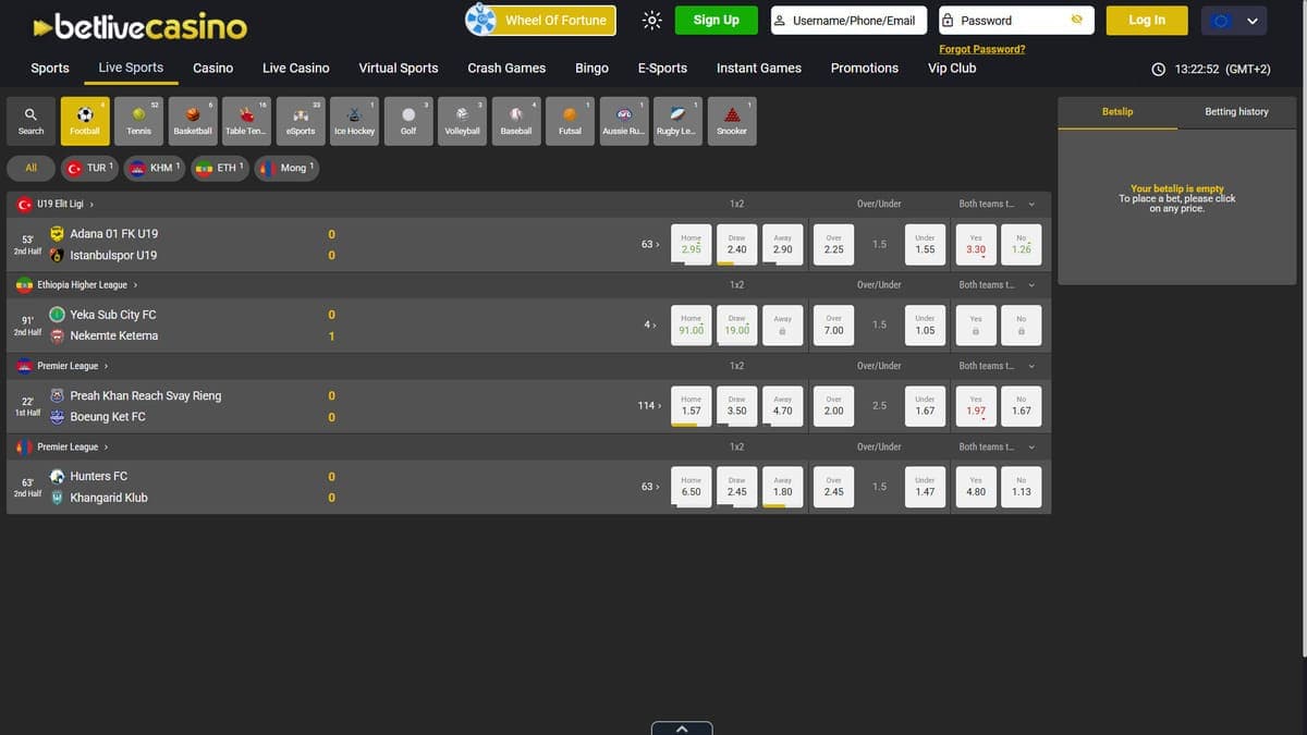 Live betting BetLive Casino