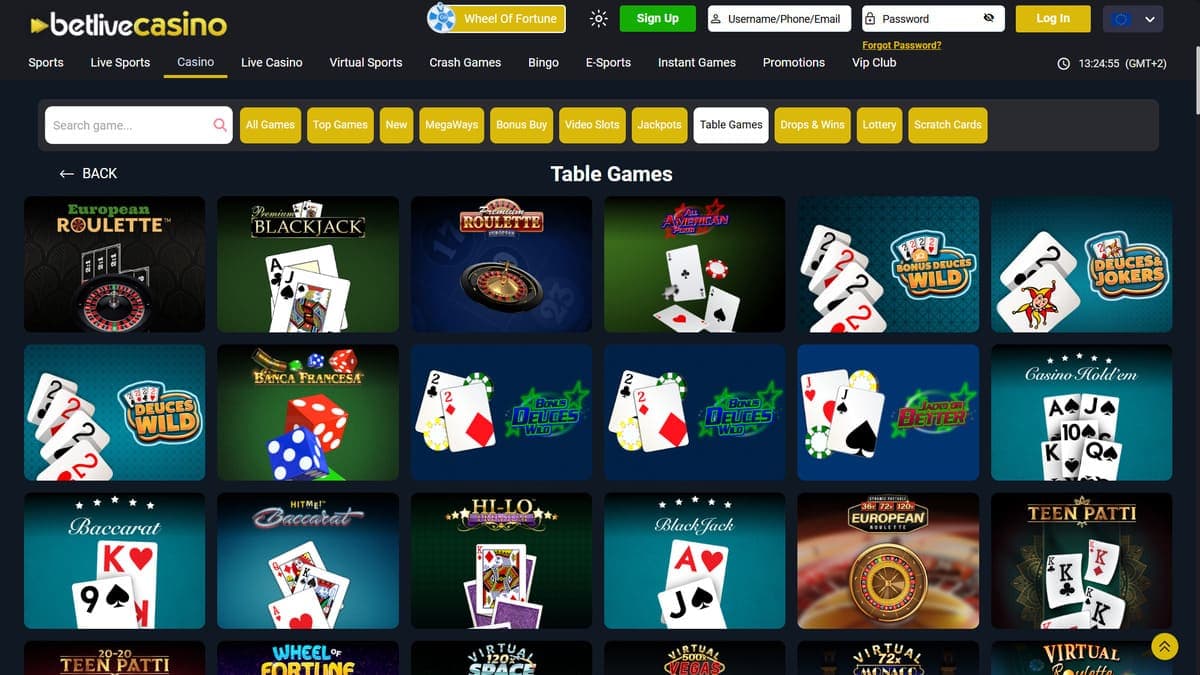 Table games BetLive Casino