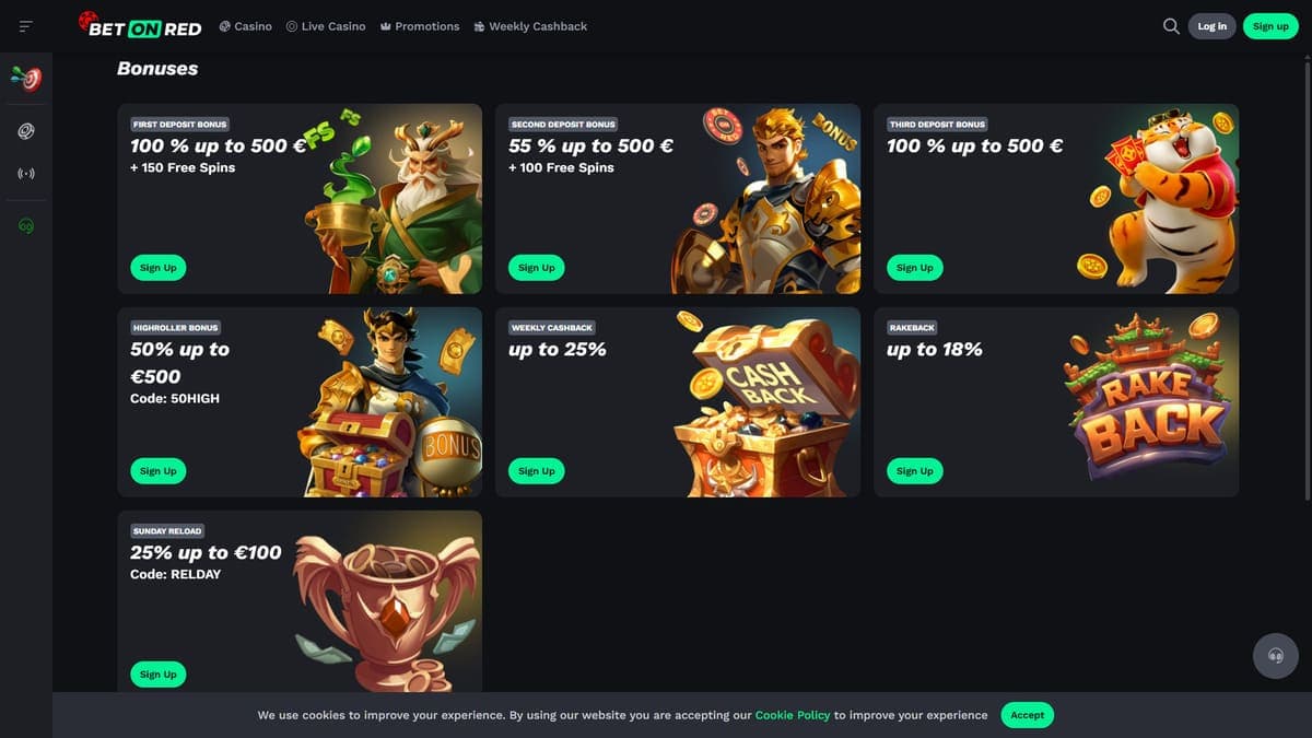 Other regular bonuses Bet On Red Casino