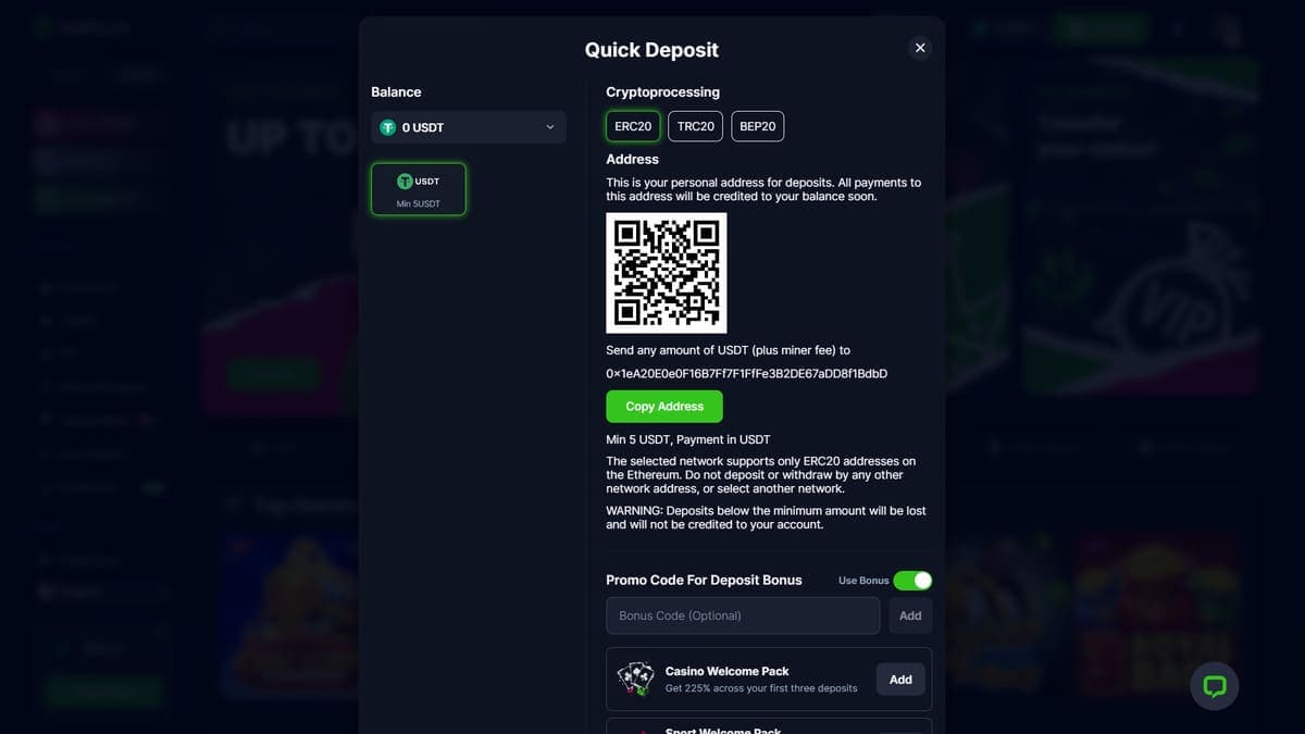 Deposit Bet.io Casino