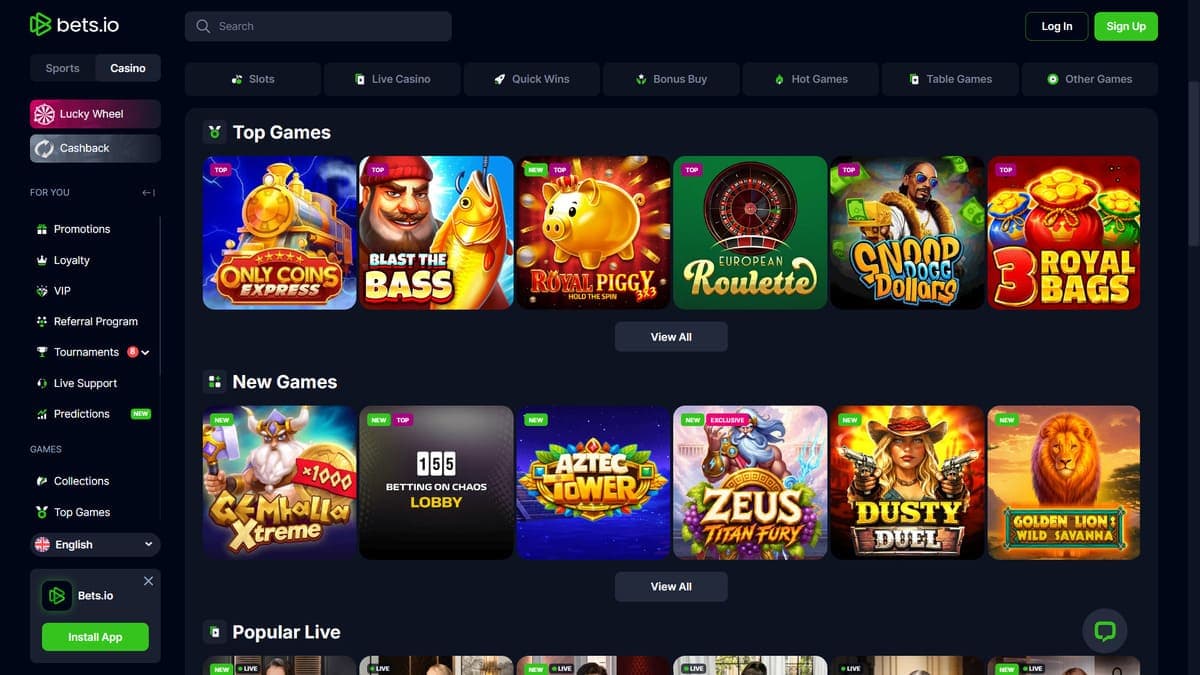 Game library Bet.io Casino