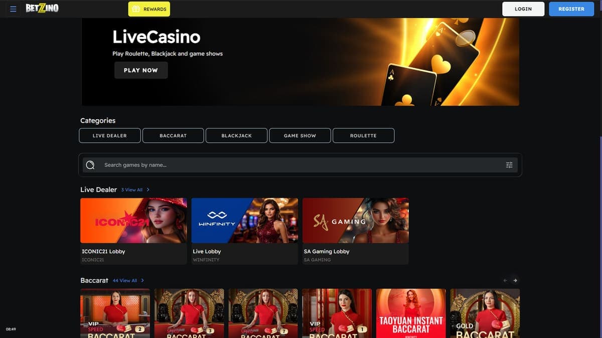 Live casino Betzino Casino