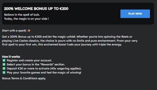 Welcome bonus Betzino Casino