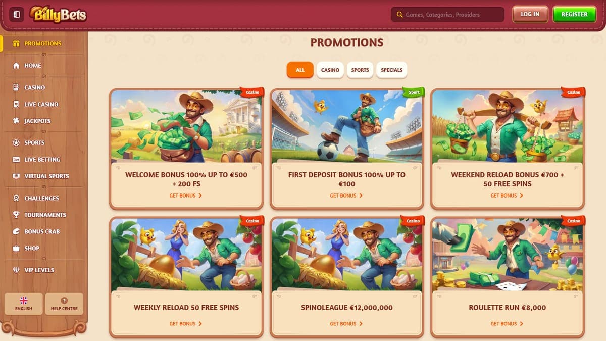 Regular promos BillyBets Casino