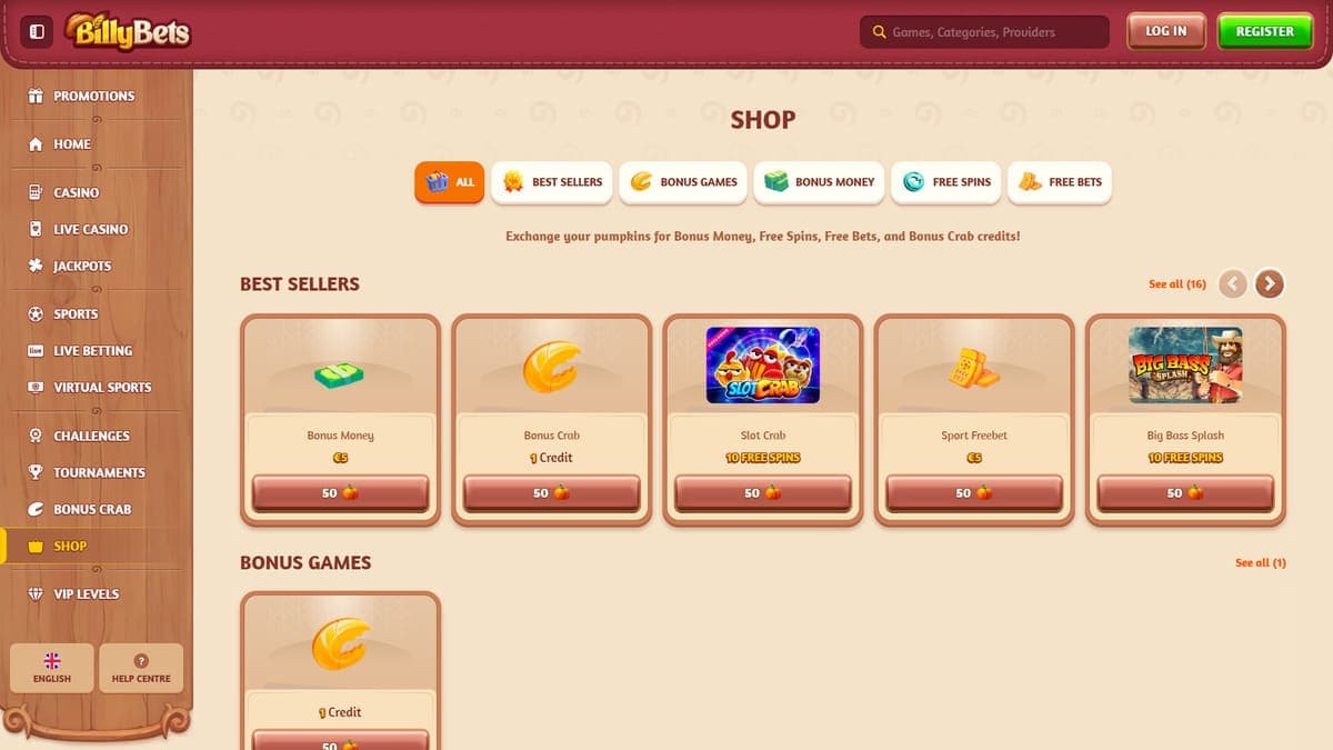 Shop BillyBets Casino
