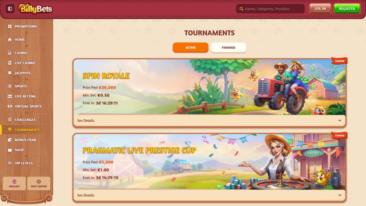 Tournaments BillyBets Casino