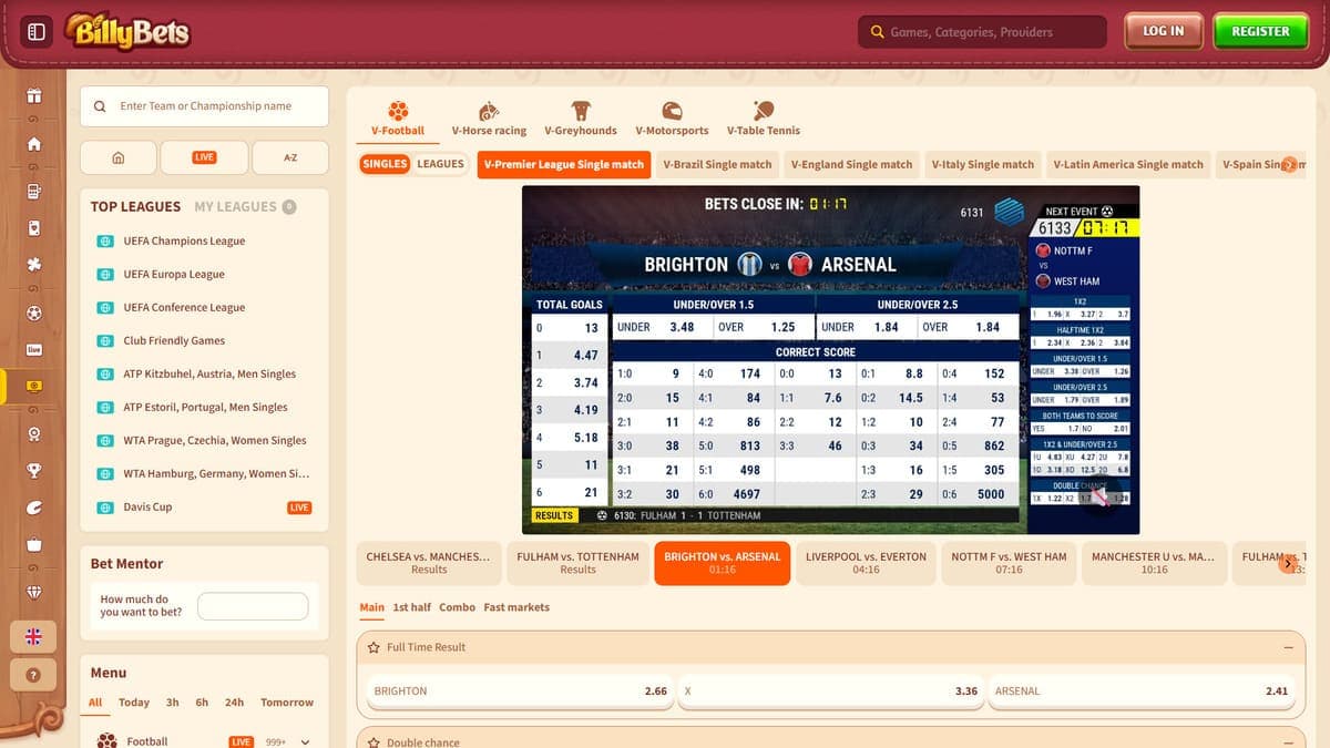 Virtual leagues BillyBets Casino
