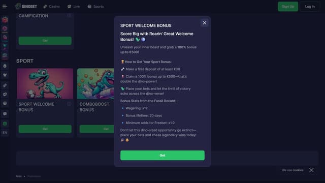 Sport welcome bonus Binobet Casino