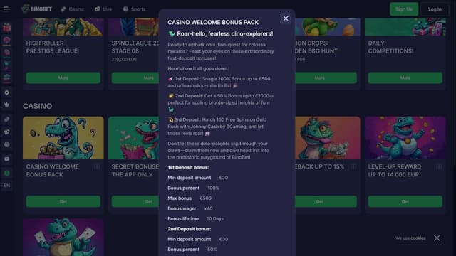 Welcome bonus Binobet Casino