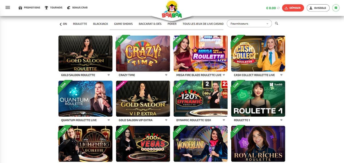 Live Boaboa Casino