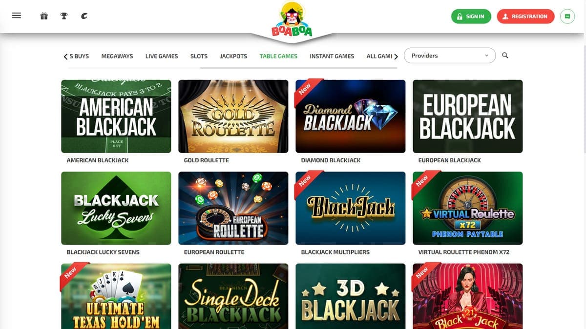 Table games Boaboa Casino