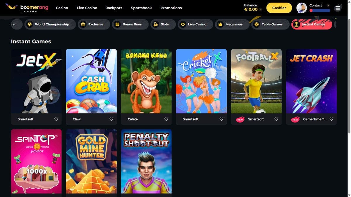 All games Boomerang Casino