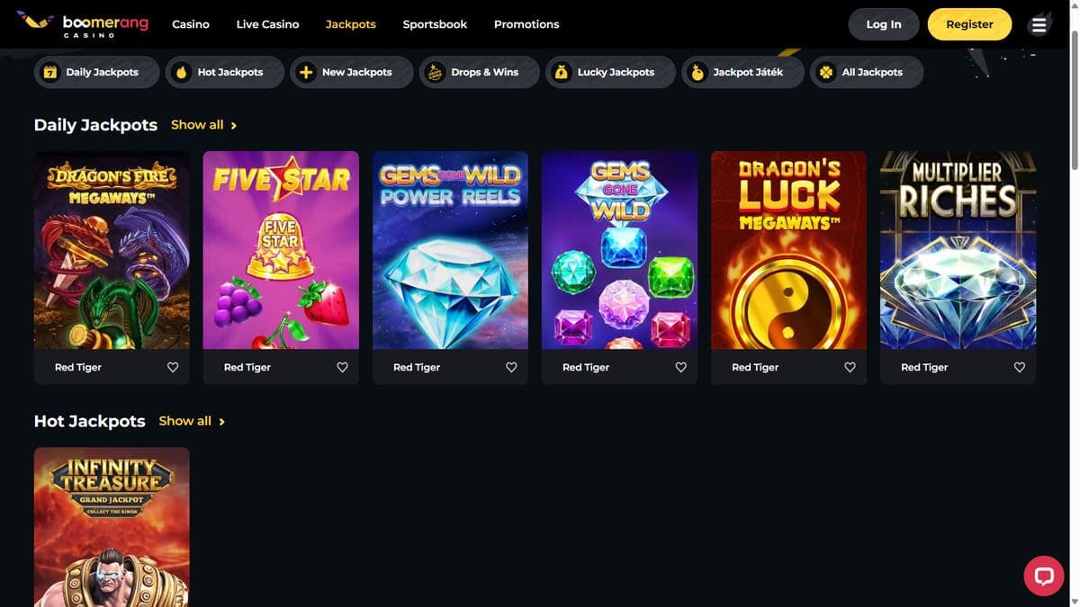 Jackpots Boomerang Casino