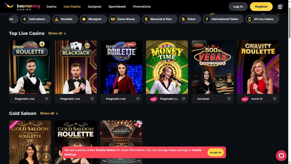 Live Boomerang Casino