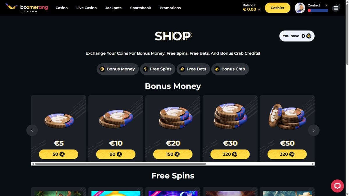 Shop Boomerang Casino