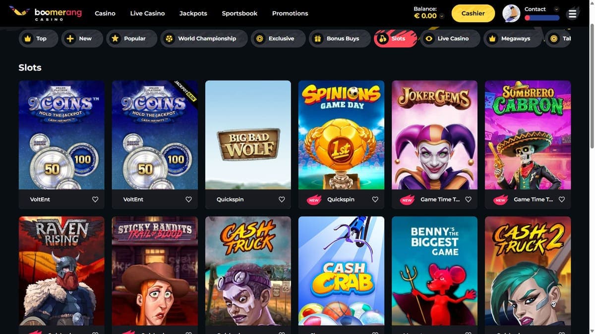 Slot machines Boomerang Casino