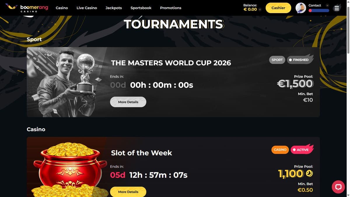 Tournaments Boomerang Casino