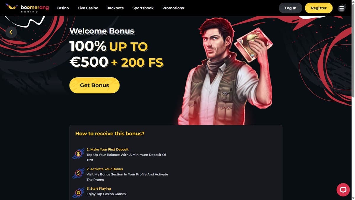 Welcome bonus Boomerang Casino
