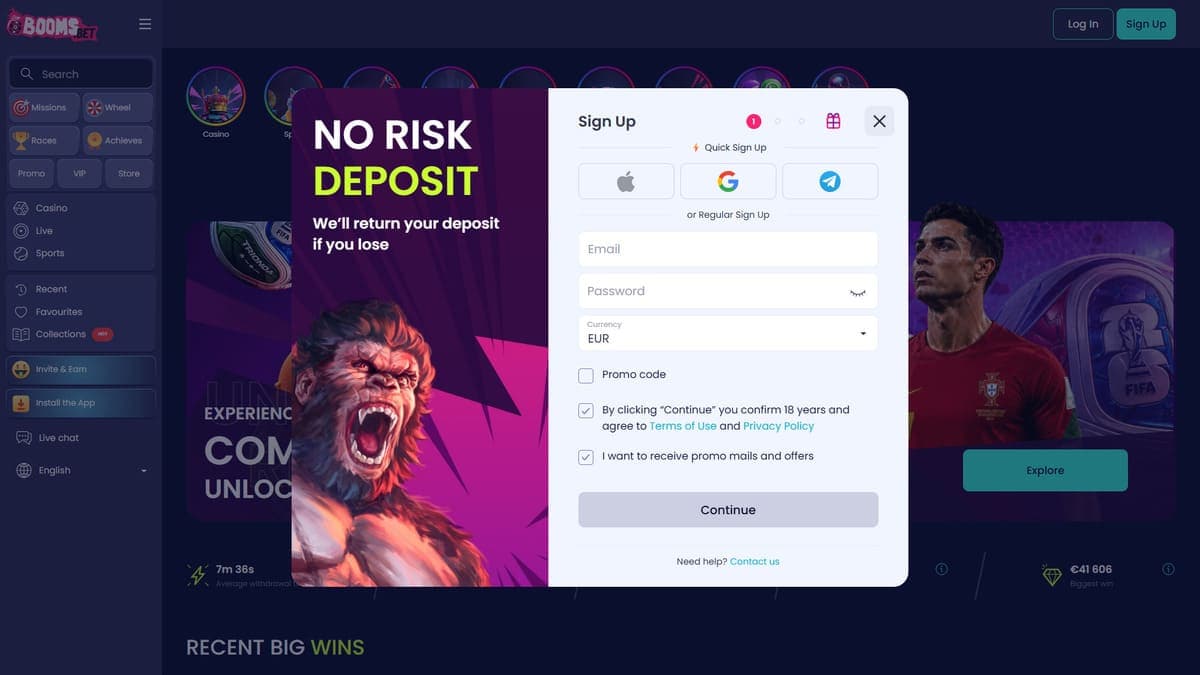 Registration Boomsbet Casino