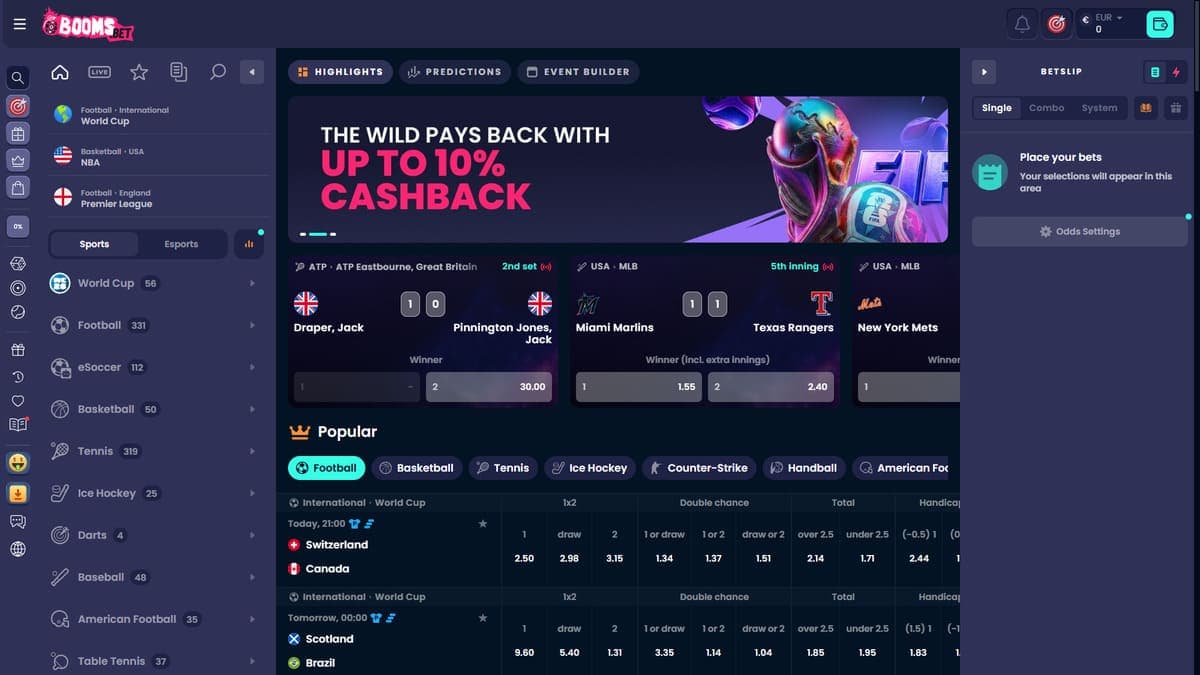 Sports betting Boomsbet Casino