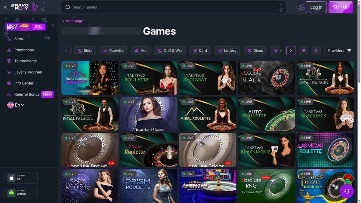 Live casino BravoPlay Casino