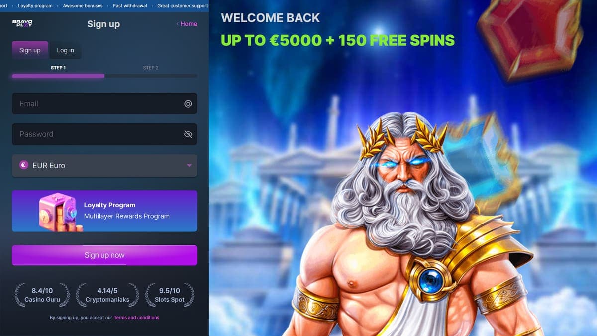 Sign up BravoPlay Casino