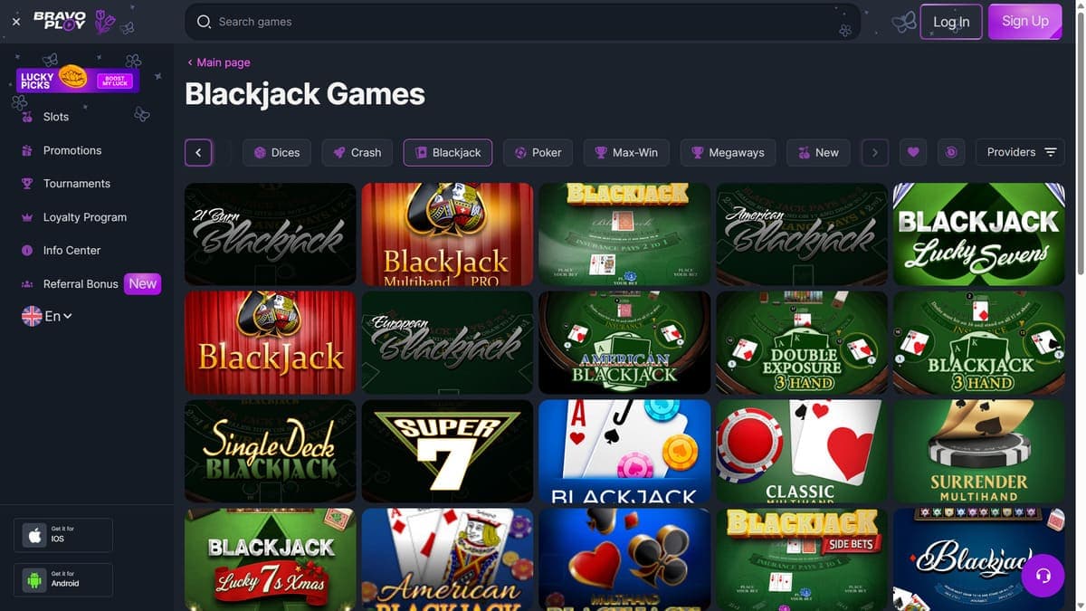 Table games BravoPlay Casino