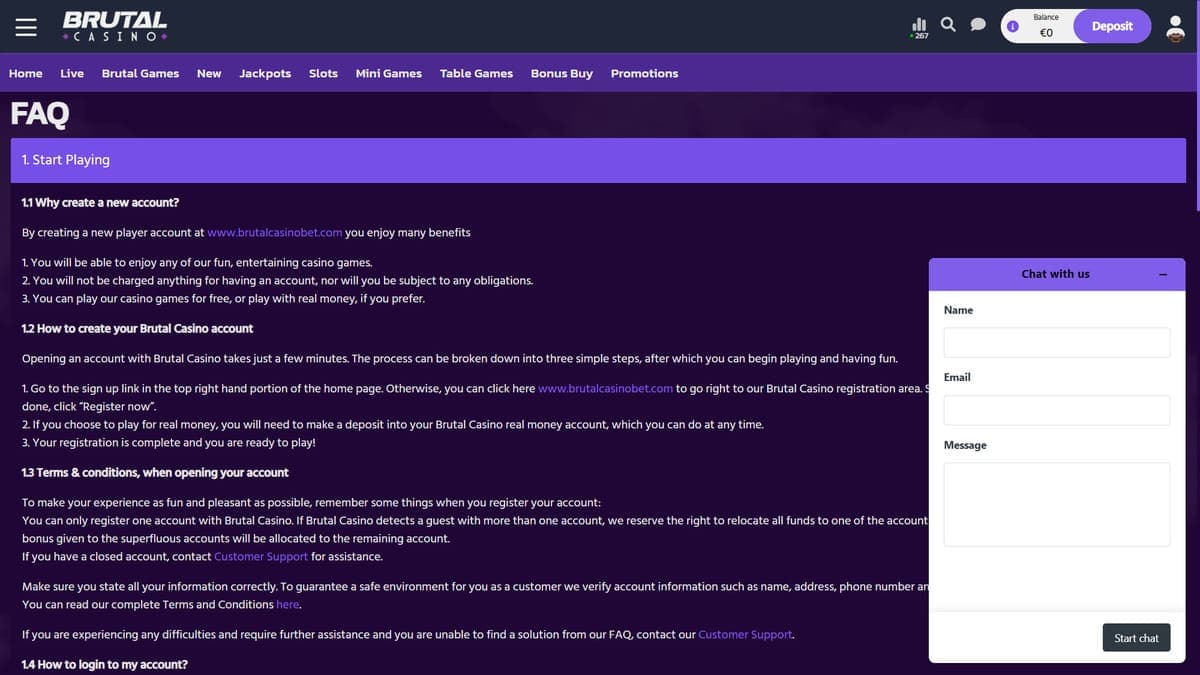 Customer Service Brutal Casino
