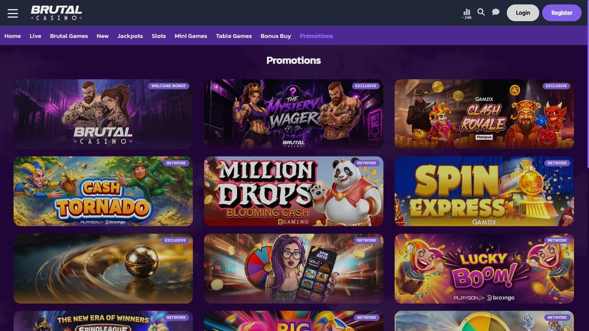 Promotions Section Brutal Casino