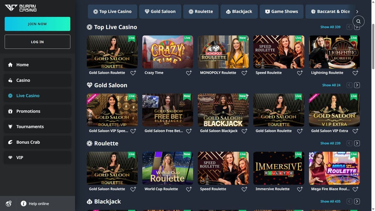Live casino Buran Casino