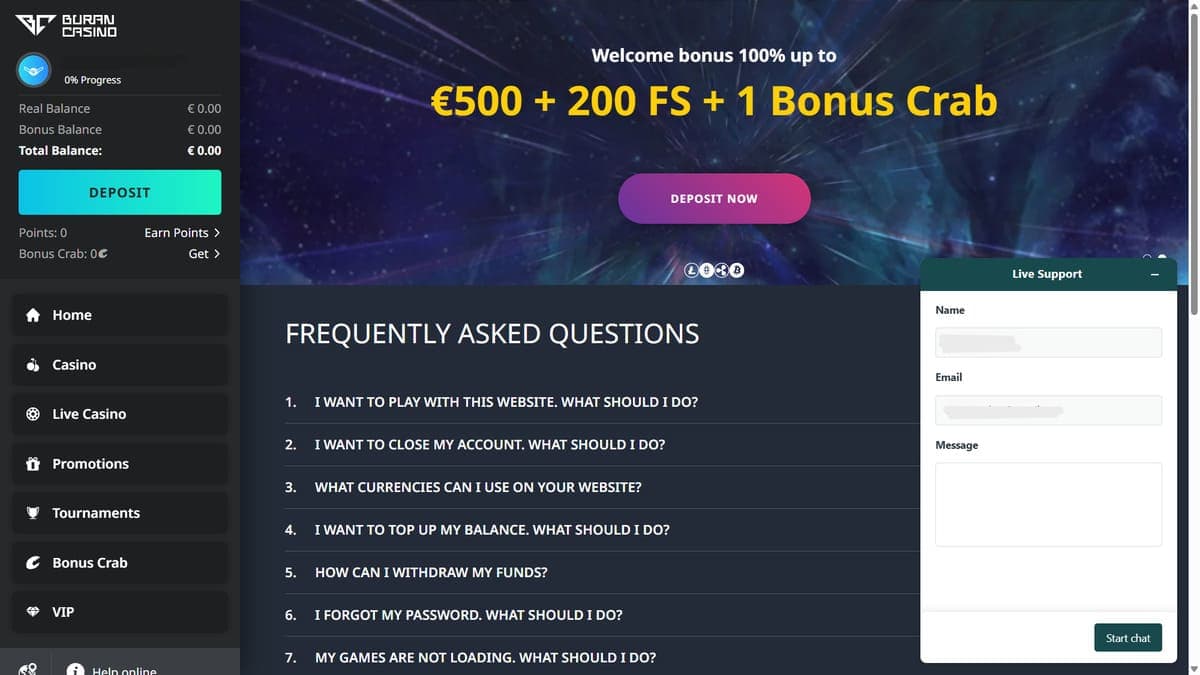 FAQ Buran Casino