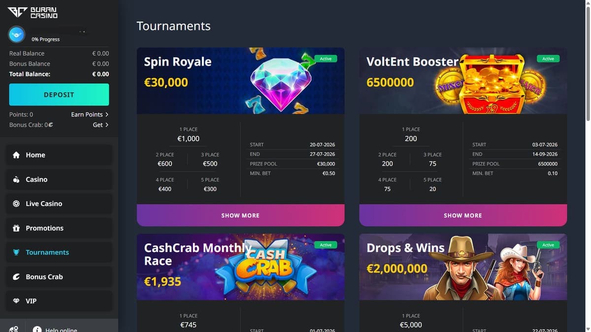 Tournaments Buran Casino