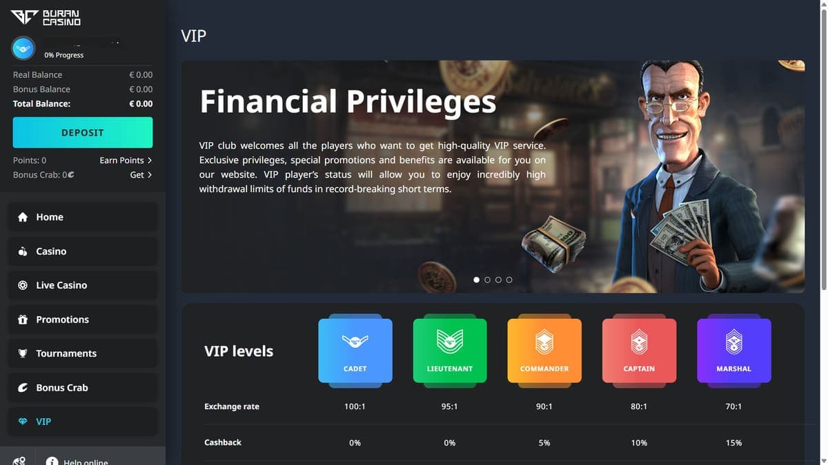 VIP promotions Buran Casino