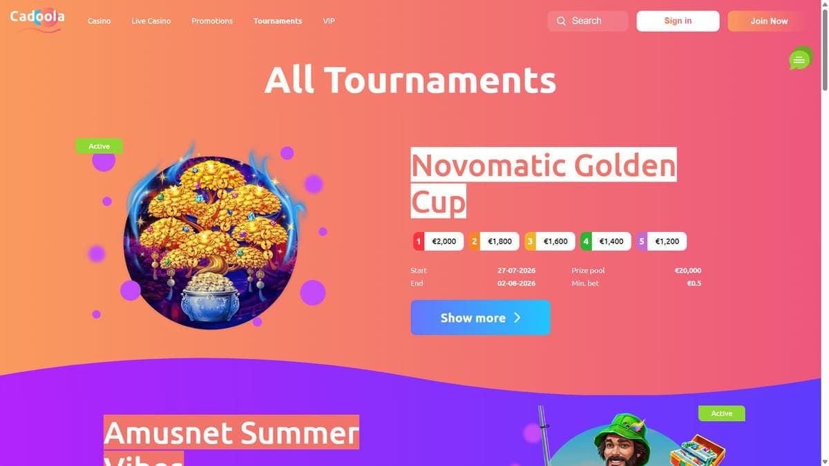 Tournaments Cadoola Casino
