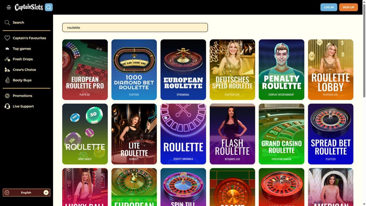 Table games Captain Slots Casino