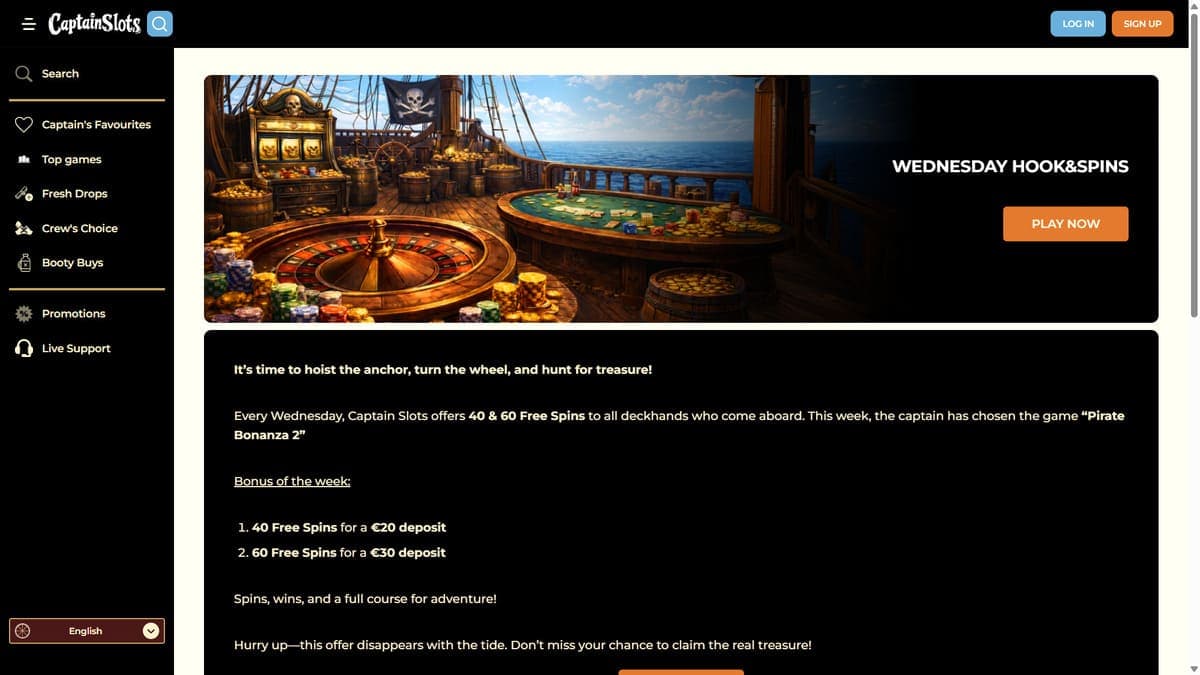 Week bonus Captain Slots Casino