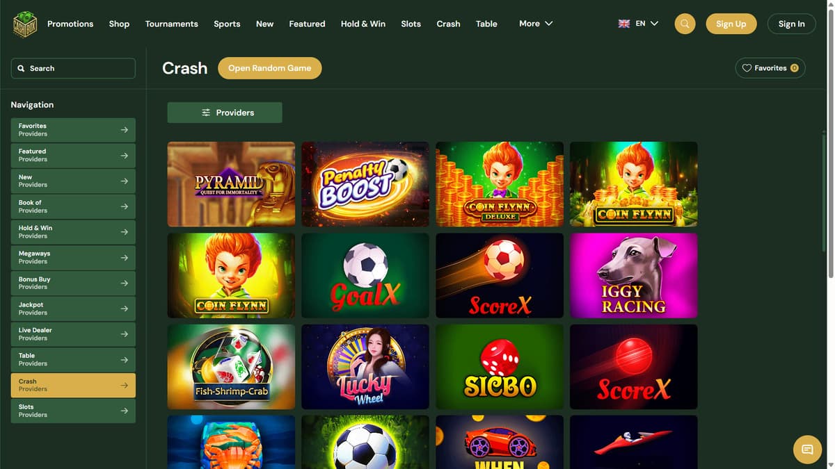 Crash games CashBox Casino