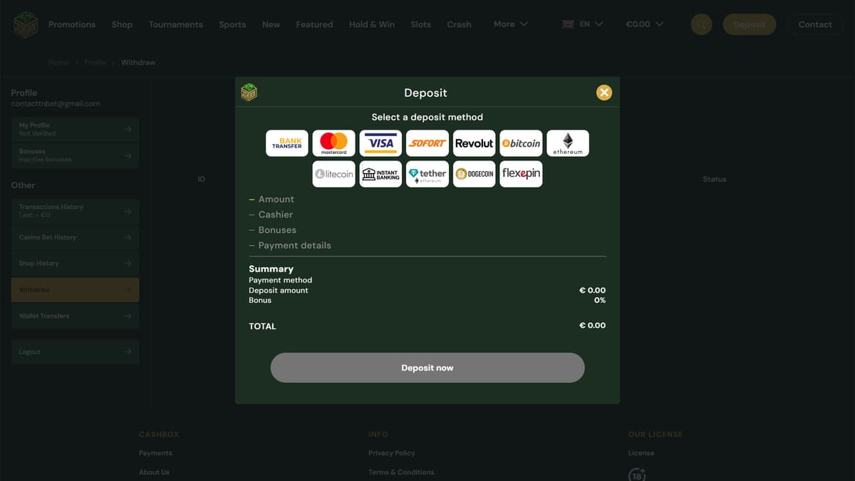 Deposit CashBox Casino