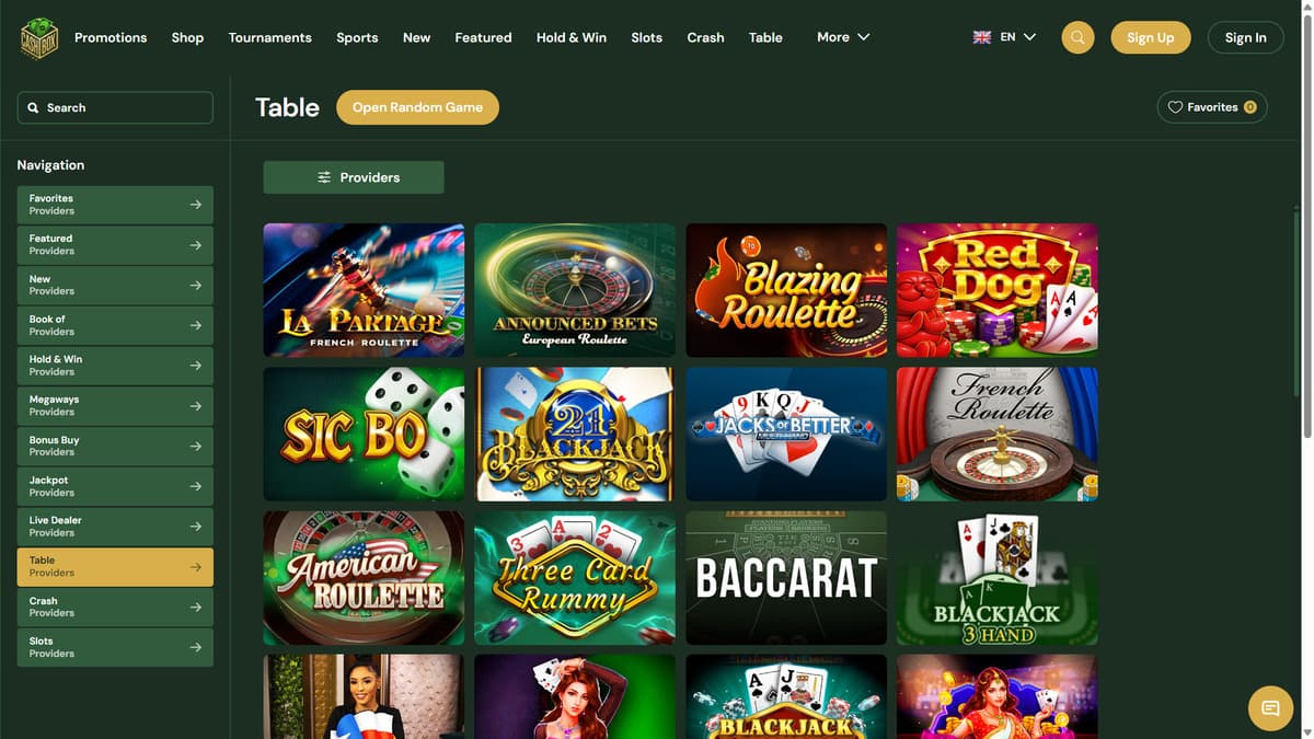 Table games CashBox Casino