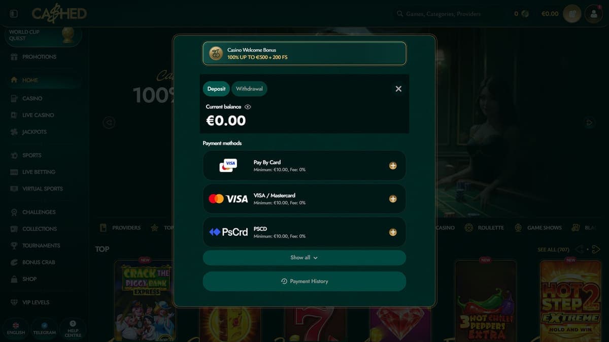 Deposit Cashed Casino