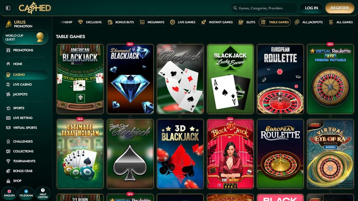 Table games Cashed Casino