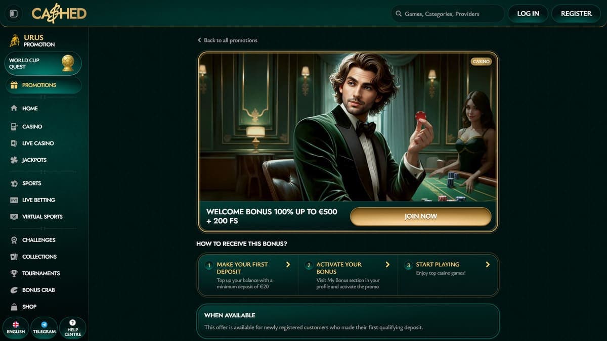 Welcome bonus Cashed Casino